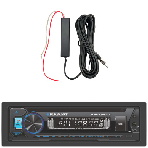 Blaupunkt Beverly Hills 160 7" Touchscreen Single DIN Detachable Face Bluetooth USB CD/DVD Player AM/FM Radio Stereo Receiver, 12V Stereo Radio Antenna Black Signal Reception Amplifier Booster Kit