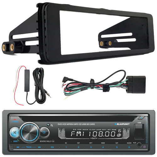Blaupunkt Beverly Hills 150 Single DIN Detachable Faceplate Bluetooth DVD/CD Player AM/FM Receiver W/Stereo Installation Kit, 12V Stereo Radio Antenna Black Signal Reception Amplifier Booster Kit