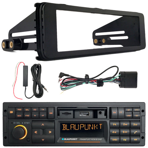 Blaupunkt FRANKFURT Single DIN 90's Retro Classic Bluetooth USB/AUX AM/FM Radio Stereo Receiver W/Stereo Installation Kit, 12V Stereo Radio Antenna Black Signal Reception Amplifier Booster Kit