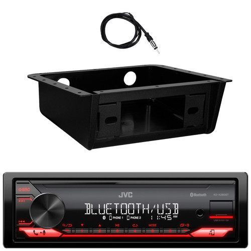 JVC KD-X280BT Single Din Bluetooth USB/AUX AM/FM Radio Digital Media In-Dash Stereo Receiver W/Fully Enclosed Under Dash/Overhead Installation Mounting Kit, 22" Radio Antenna