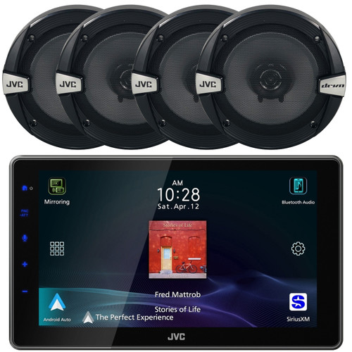 JVC KW-Z900W 9" HD Single-DIN Bluetooth USB HDMI Input AM/FM Radio Digital Media Car Audio Receiver, 4x JVC CS-DR162 drvn DR Series 6.5" 300 Watt Max Power 2-Way Coaxial Automotive Speakers