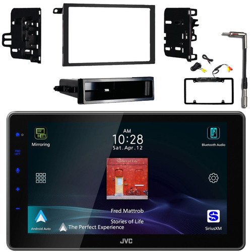 JVC KW-Z900W 9" HD Single-DIN Bluetooth USB HDMI Input AM/FM Radio Digital Media Receiver, Double-DIN Stereo Install Kit, Antenna Adapter, Rear View Camera (Fits 1998-2006 GM Vehicles)