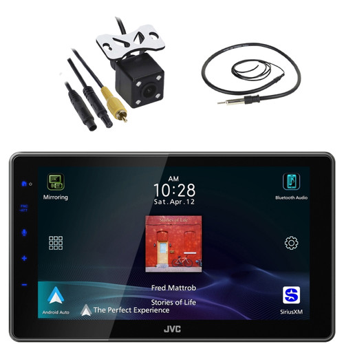JVC KW-Z900W 9" HD Single-DIN Bluetooth USB HDMI Input AM/FM Radio Digital Media Car Audio Receiver, Night Vision Rear View Back-Up Camera, 22" Radio Antenna