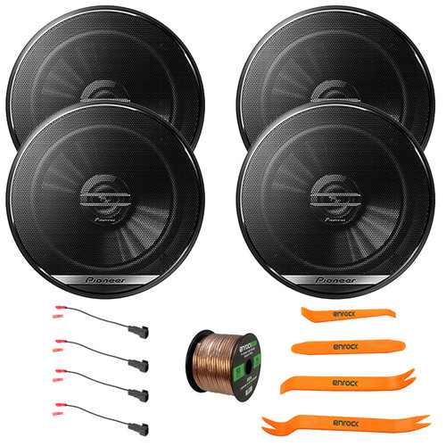 Two Pairs (QTY 4) Of Pioneer TS-G1620F 6.5" 300 Watt Max Power 2-Way Coaxial Car Audio Speakers, 4-Piece Pry Tool Set, 50 Feet 16G Speaker Wire, Speaker Wire Harness fits select 1988-up GM Vehicles