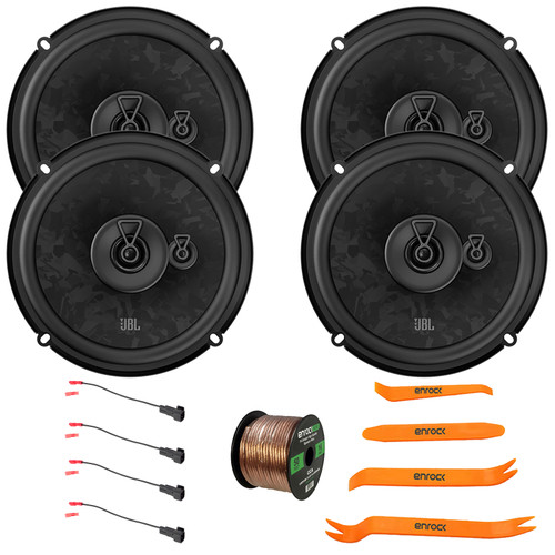 Two Pairs (QTY 4) Of JBL Stage3 68MF 6.5" 560 Watt Max Power 3-Way Car Audio Speakers, 4-Piece Pry Tool Set, 50 Feet 16 Gauge Speaker Wire, 2x Speaker Wire Harness fits select 1988-up GM Vehicles