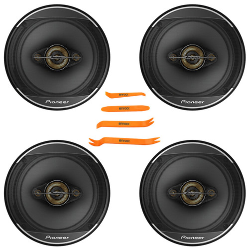 4x Pioneer TS-A1681F 6.5" 350 Watt Max Power 4-Way Coaxial Speakers Bundle Combo With 4-Piece Car Door Trim Panel Dash Stereo Radio Installer Removal Pry Tools Plastic