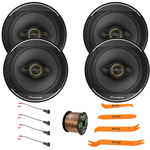 4x Pioneer TS-A1681F 6.5" 350 Watt Max Power 4-Way Coaxial Speakers, 2x Speaker Wire Harness, 50 Feet 16 Gauge Speaker Wire, 4-Piece Removal Pry Tool Set (Bundle Fits Select 1988-Up GM Vehicles)