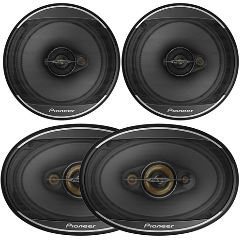 2x Pioneer TS-A1671F 6.5” 320 Watts Max Power 3-Way Coaxial Speakers Bundle Combo One Pair (QTY 2) of Pioneer TS-A6971F 6"x9" 600 Watts Max Power 4-Way Coaxial Speakers