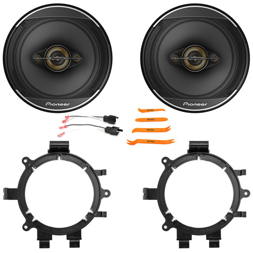 2x Pioneer TS-A1681F 6.5" 350 Watt Max Power 4-Way Coaxial Speakers, 2x 5.25" Or 6.5" Speaker Mounting Bracket Adaptor, Speaker Harness, 4-Piece Removal Pry Tool Set (Fits 1995-2009 GM Vehicles)