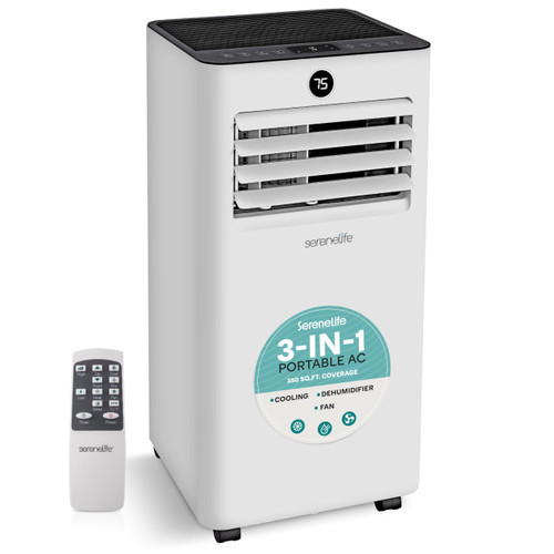 SereneLife 8000 BTU Portable Air Conditioner, Small AC Unit with Dehumidifier and Fan, Mini AC Unit with 350 Sq. Ft. Coverage, Timer Settings Up to 24 Hours and Window Mount Kit for Room
