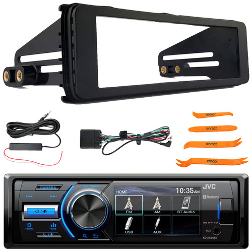JVC KD-X560BT Single DIN Marine Bluetooth Motorsports USB/AUX AM/FM Radio Digital Media Stereo Receiver, Amplifier Booster Kit, 4-Piece Removal Pry Tool Set, Single-DIN Stereo Install Kit 1998-2013