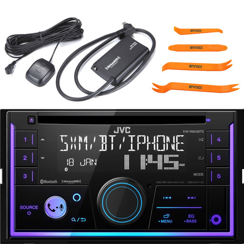 JVC KW-R950BTS Double-DIN Bluetooth USB/AUX CD Player AM/FM Radio Amazon Alexa Enabled Car Audio Stereo Receiver, Satellite Radio Connect Vehicle Tuner Kit for Satellite Radio, 4-Piece Pry Tool Set