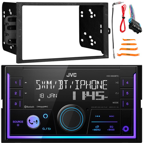 JVC KW-X850BTS Double DIN Mechless Bluetooth USB/AUX AM/FM Radio Digital Media Stereo Receiver, Double DIN Installation Dash Kit, Antenna Adapter, Radio Wiring Harness, Pry Tool Set (1994-2005)