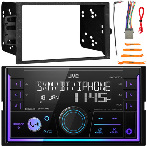 JVC KW-X850BTS Double DIN Bluetooth Mechless USB/AUX AM/FM Radio Digital Media Stereo Receiver, Double DIN Installation Dash Kit, Antenna Adapter, Wiring Harness, Pry Tool Set (2000-2008)