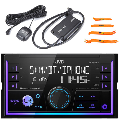 JVC KW-X850BTS Double DIN Mechless Bluetooth USB AUX AM/FM Radio Digital Media Car Audio Stereo Receiver, Satellite Radio Connect Vehicle Tuner Kit for Satellite Radio, Pry Tool Set
