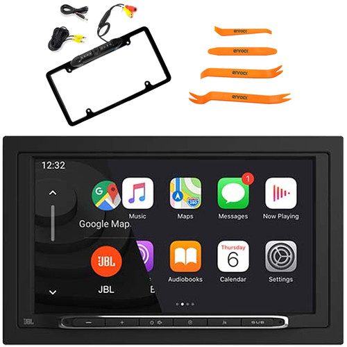 JBL Legend 700 7” Touchscreen Display Double-DIN Mechless Bluetooth AM/FM Radio Receiver, Rear View Backup Night Vision Waterproof Camera, 4-Piece Car Door Trim, Dash & Stereo Removal Pry Tool Set