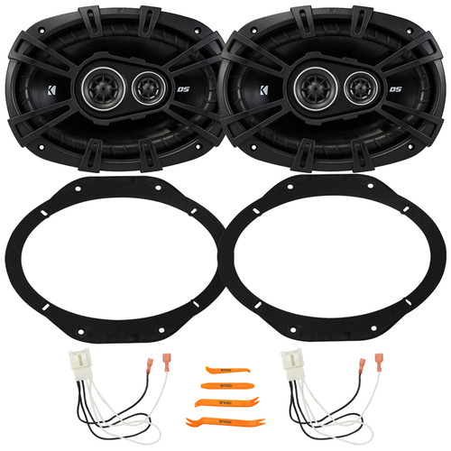 2x Kicker 43DSC69304 6x9" 360W Max 3-Way Power Coaxial Speakers, 2x Metra 82-5606 Front 6x9" Speaker Plates, 2x Speaker Harness, Pry Tool Set (2015-2024 Ford F-150 front Metra 82-5606 Speaker Package)