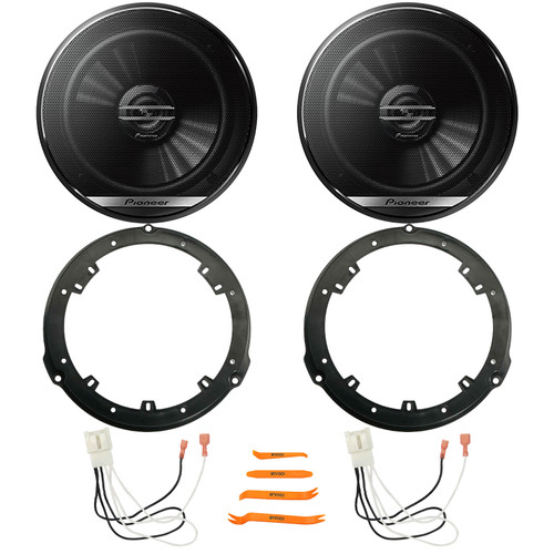 2x Pioneer TS-G1620F 6.5" 300W Max 2-Way Speakers, 2x Metra 82-5605 Rear 6.5" Speaker Wire Wall Plate, 2x Speaker Harness, Pry Tool Set (Fits 2015-2024 Ford F-150 Rear Metra 82-5605 Speaker Package)