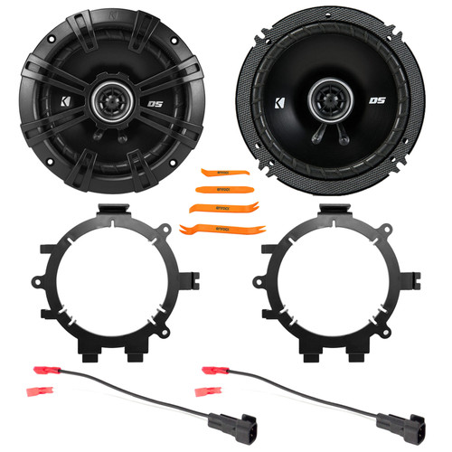2x Kicker 43DSC6504 6.5" 240 Watt Max Power 2-Way 4-Ohm Coaxial Speakers, Pry Tool Set, 2x Speaker Wire Harness, 2x 5.25" or 6.5" Speaker Mounting Bracket Adaptor fits select 1995-2009 GM Vehicles