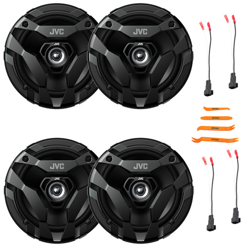 4x JVC CS-DF620 drvn DF Series 6.5" 300 Watt Max Power 2-Way Coaxial Speakers, 4-Piece Door Trim, Dash & Stereo Pry Tool Set, 4x Enrock EGMSH88UP Speaker Wire Harness (fits select 1988-up GM Vehicles)