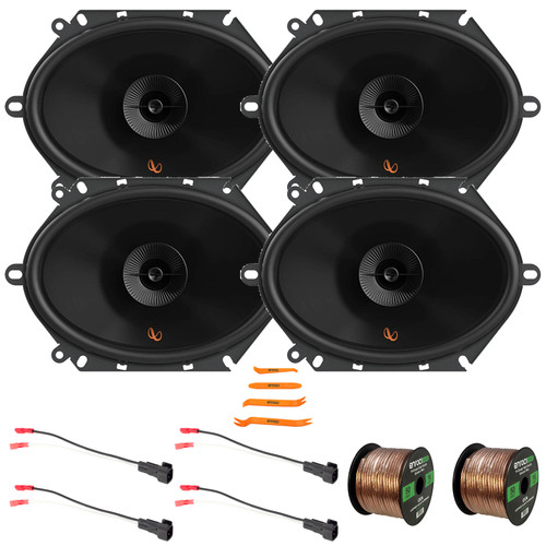 4x Infinity Primus Series PR683F 6x8" 150 Watt Max Power 2-Way Multi-Element Speakers, Pry Tool Set, 2x Speaker Wire, 4x 16 Gauge Speaker Harness Adapter W/Red Bullet for Select Ford Vehicles 1998-Up