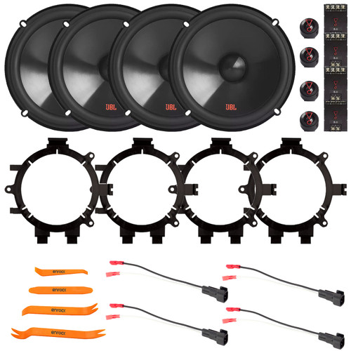 4x JBL Stage3 607CF 6.5" 250 Watt Max Power 2-Way Component Speakers, 4x 5.25" or 6.5" Speaker Adaptors, 2x Speaker Wire Harness, Pry Tool Set (1999–2006 Chevy Silverado & Full Car Fitment Details)