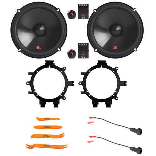 2x JBL Stage3 607CF 6.5" 250 Watt Max Power 2-Way Component Speakers, 2x 5.25" or 6.5" Speaker Adaptors, Speaker Wire Harness, Pry Tool Set (1999–2006 Chevy Silverado & Full Car Fitment Details)