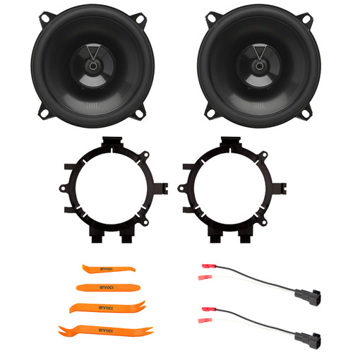 2x JBL Club Series 54F 5.25" 135 Watt Max Power 2-Way Speakers, 2x 5.25" or 6.5" Speaker Adaptors, Speaker Wire Harness, Pry Tool Set (1999–2006 Chevy Silverado & Full Car Fitment Details)