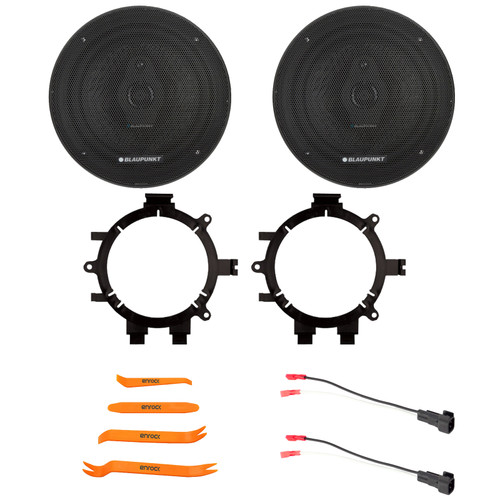 2x Blaupunkt BPS-XS650 6.5" 70W Max Power 3-Way Slim Design Speakers, 2x 5.25" or 6.5" Speaker Adaptors, Speaker Wire Harness, Pry Tool Set (1999–2006 Chevy Silverado & Full Car Fitment Details)