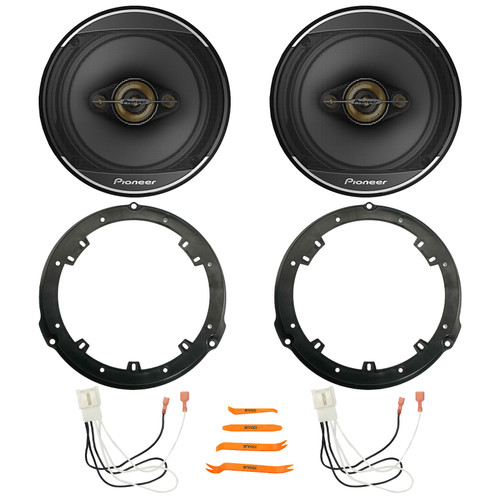 2x Pioneer TS-A1688S 6.5" 350W Max 4-Way Speakers, 2x Metra 82-5605 Rear 6.5" Speaker Wire Wall Plate, 2x Speaker Harness, Pry Tool Set (Fits 2015-2024 Ford F-150 Rear Metra 82-5605 Speaker Package)