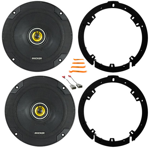 2x Kicker CSC65 CS Series 6.5" 300 Watt Max 4 Ohm 2-Way Coaxial Car Audio Speakers, 2x 6" to 6.75" Speaker Plate Adapters, Speaker Connector, Removal Pry Tool (Fits Honda and Acura Vehicles 1991-up)