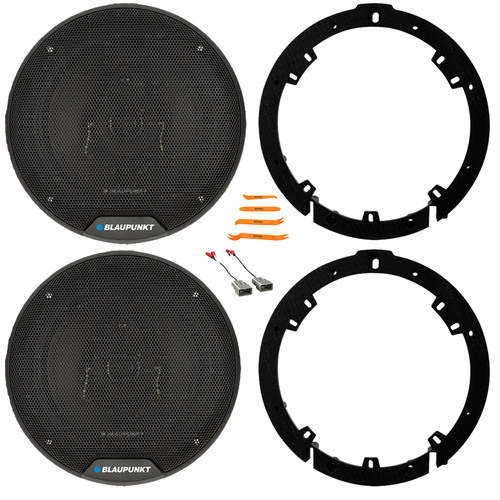 2x Blaupunkt BPS-ES650 6.5" 60 Watt Max Power 3-Way Car Audio Speakers, 2x 6" to 6.75" Speaker Plate Adapters, Speaker Connector, Removal Pry Tool (Fits Honda and Acura Vehicles 1991-up)