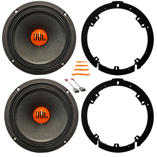 2x JBL SHOCKWAVE150W65 6.5" 300 Watt Max Power Midrange Woofer Car Audio Speakers, 2x 6" to 6.75" Speaker Plate Adapters, Speaker Connector, Removal Pry Tool (Fits Honda and Acura Vehicles 1991-up)