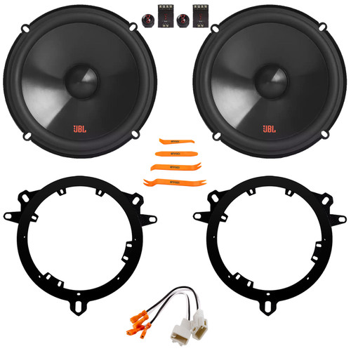 2x JBL Stage3 607CF 6.5" 250 Watt Max Power 2-Way Component Car Audio Speakers, 2x 6" to 6.75" Speaker Adapter Plates, Speaker Connector, Removal Pry Tool (Bundle Fits for Select Toyota Vehicles)