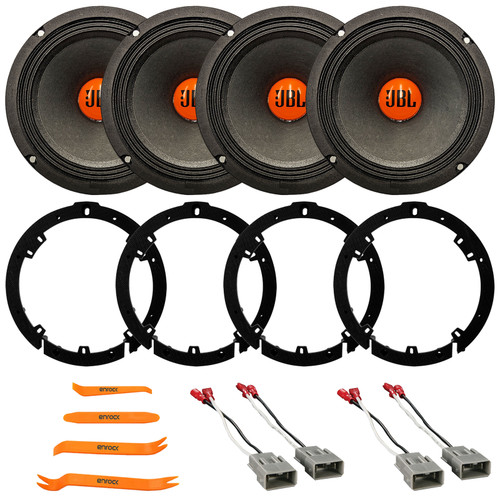 4x JBL SHOCKWAVE150W65 6.5" 300W Max Power Midrange Woofer Car Audio Speakers, 4x 6" to 6.75" Speaker Plate Adapters, 2x Speaker Connector, Removal Pry Tool (Fits Honda and Acura Vehicles 1991-up)