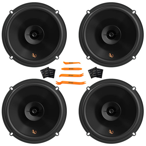 Two Pairs (QTY 4) Of Infinity Primus Series PR603F 6.5" 150 Watts Max Power 2-Way Multi-Element Car Audio Speakers + 4x Speaker Sound Deadening Material For Car Speakers, 4-Piece Trim Removal Tool Kit