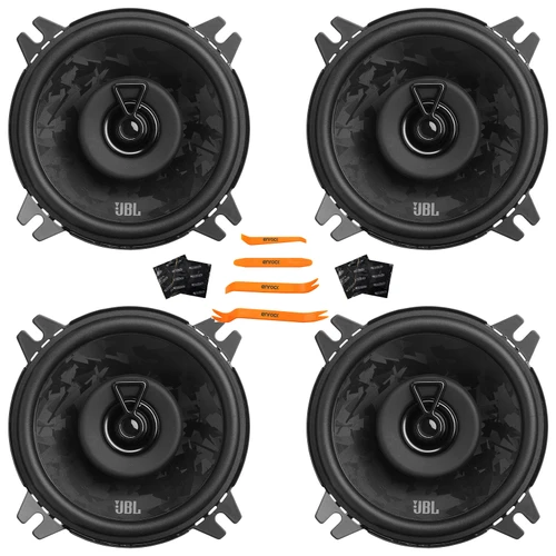 Two Pairs (QTY 4) Of JBL Stage3 48F 4" 400 Watt Max Power 2-Way Coaxial Car Audio Speakers + 4x Speaker Sound Deadening Material For Car Speakers, 4-Piece Car Door Trim Panel Dash Removal Tool Kit