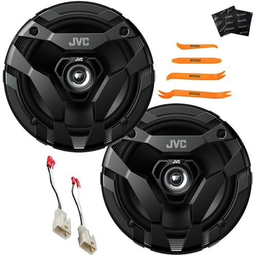2x JVC CS-DF620 drvn DF Series 6.5" 300 Watts Max Power 2-Way Coaxial Car Audio Speakers, + 2x Speaker Sound Deadening Material, Removal Tool Kit, 2x Speaker Connector for Select Toyota Vehicles