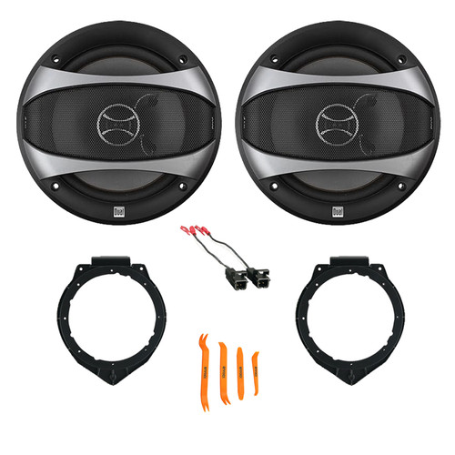 1 Pair (Qty 2) of Dual Electronics D65SP 6.5" 100 Watt Max Power 2-Way Car Audio Speakers with Removal Tool, Wire Harness, Mounting Adapters (GM Vehicles 2005-Up)