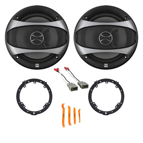 1 Pair (Qty 2) of Dual Electronics D65SP 6.5" 100 Watt Max Power 2-Way Car Audio Speakers with Harness, Mounting Adapters, Removal Tool (Honda 1982-Up)