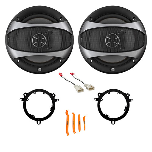 1 Pair (Qty 2) of Dual Electronics D65SP 6.5" 100 Watt Max Power 2-Way Car Audio Speakers with Removal Tool, Wire Harness, Mounting Adapters (Toyota/Lexus/Scion 1998-2025 Vehicles)
