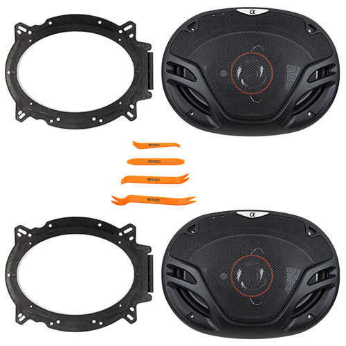 2x Alphasonik AS29 6x9" 500 Watts Max Power Full Range 3-Way Coaxial Car Audio Speakers, 2x 6x9” Speaker Bracket Adapters, 4-Piece Removal Pry Tool Set (Bundle Fits GM, Ford, Toyota & More Vehicles)