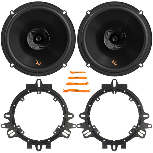 2x Infinity Primus Series PR603F 6.5" 150W Max 2-Way Multi-Element Car Audio Speakers, 2x 6” to 6.75” Speaker Mounting Spacer Adapters, 4-Piece Removal Pry Tool Set (Fits GM, Ford & More Vehicles)