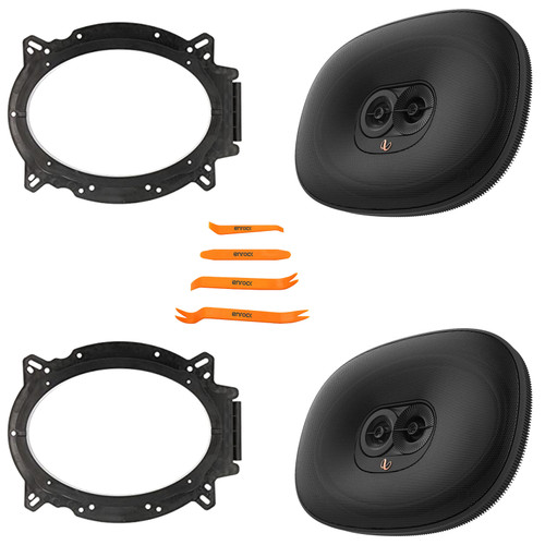 2x Infinity Primus 693M 6x9" 180W Max Power 3-Way Multi-Element Car Audio Black Speakers, 2x 6x9” Speaker Bracket Adapters, 4-Piece Removal Pry Tool Set (Bundle Fits GM, Ford, Toyota & More Vehicles)