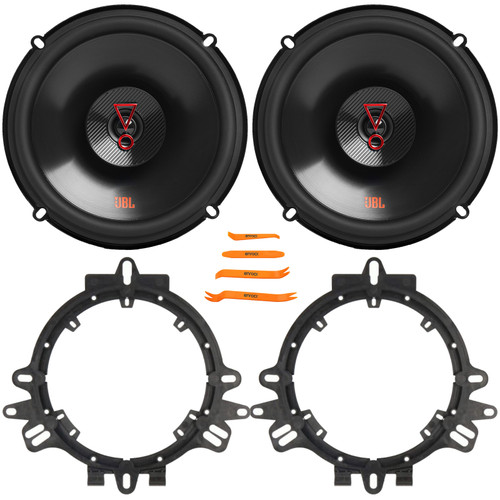 2x JBL Stage3 627F 6.5" 225 Watt Max Power 2-Way Coaxial Car Audio Speakers, 2x 6” to 6.75” Speaker Mounting Spacer Adapters, 4-Piece Removal Pry Tool Set (Bundle Fits GM, Ford & More Vehicles)