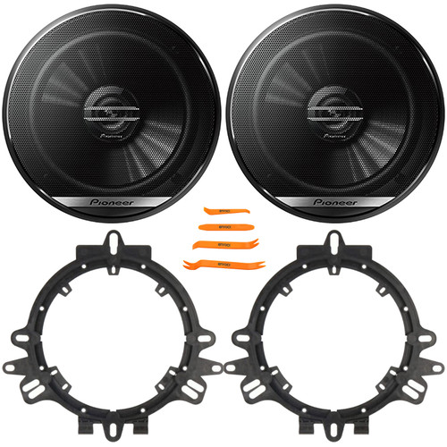 2x Pioneer TS-G1620F 6.5" 300 Watt Max Power 2-Way Coaxial Car Audio Speakers, 2x 6” to 6.75” Speaker Mounting Spacer Adapters, 4-Piece Removal Pry Tool Set (Bundle Fits GM, Ford & More Vehicles)