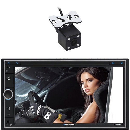 Blaupunkt CAMDEN 450 7” Touchscreen Double DIN Bluetooth USB/AUX AM/FM Radio Digital Media Multimedia Receiver, Mini IP68 Night Vision Rear View Back-Up Camera