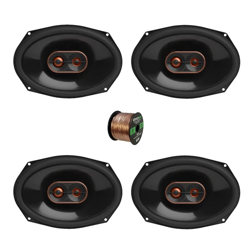 2 Pair (Qty 4) of Infinity 6x9" 300 Watt Peak 3-Way Car Audio Speakers (no Grilles) w/Wire