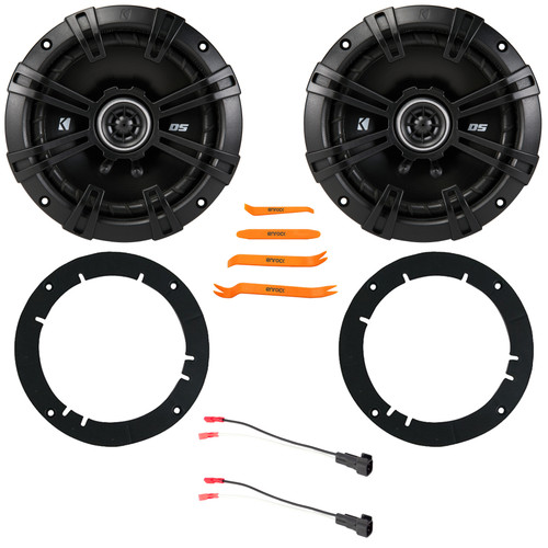 2x Kicker 43DSC6504 6.5" 240 Watt Max Power 2-Way 4-Ohm Coaxial Car Audio Speakers w/2x 6" to 6.75" Speaker Adapter, Speaker Wire Harness, Pry Tool Set (Bundle Fits Select 2005-Up GM Vehicles)