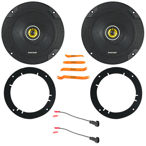 2x Kicker CSC65 CS Series 6.5" 300 Watt Max Power 4 Ohm 2-Way Coaxial Car Audio Speakers w/2x 6" to 6.75" Speaker Adapter, Speaker Wire Harness, Pry Tool Set (Bundle Fits Select 2005-Up GM Vehicles)